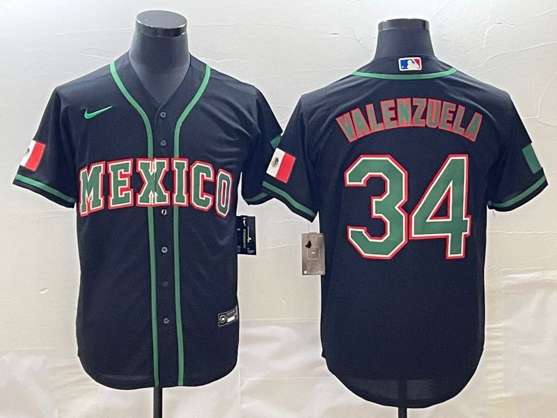 Men 2023 World Cub Mexico #34 Valenzuela Black Nike MLB Jersey
